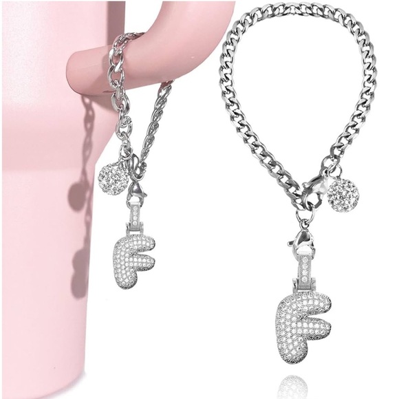 Silver initial bubble Bag Charm - Picture 3 of 3